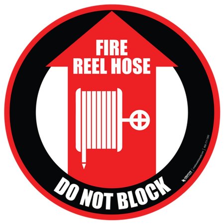 5S SUPPLIES Fire Reel Hose Do Not Block 16in Diameter Non Slip Floor Sign FS-FIRERHDNB-16